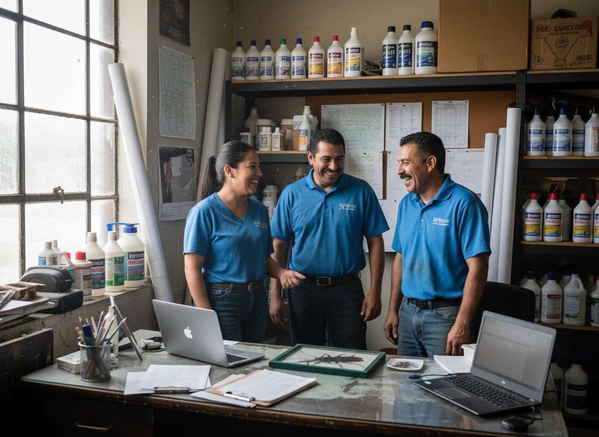 The Pharr German Roach Defense team at work in Pharr